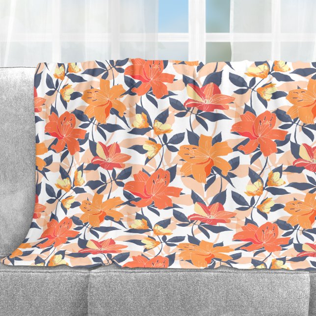 Colorful Vibrant Floral Print Fleece Blanket (Creator Uploaded)