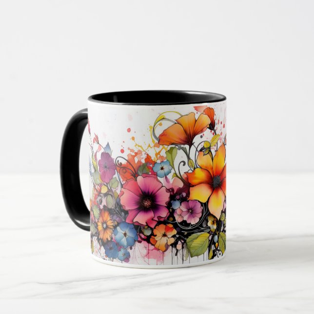 Colorful Vibrant Flower Botanical Garden Nature  Mug (Front Left)
