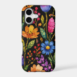 Colorful Vibrant Flowers on a Black Background iPhone 17 Case