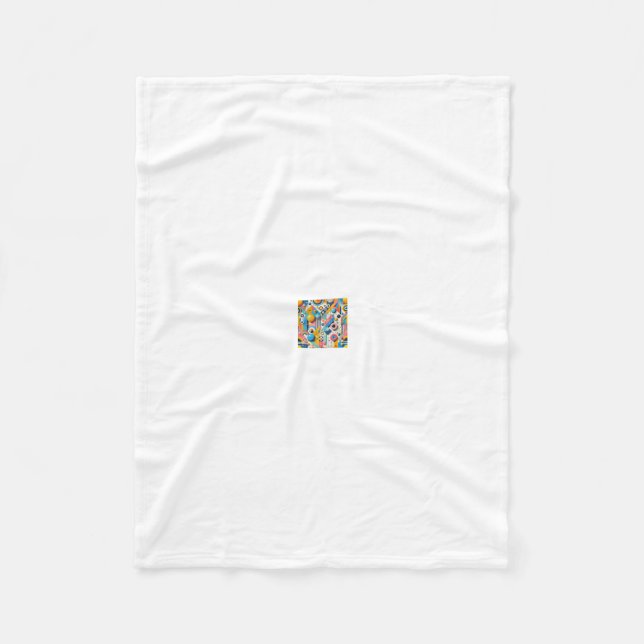Colorful Vibrant Geometric Pattern Fleece Blanket (Front)