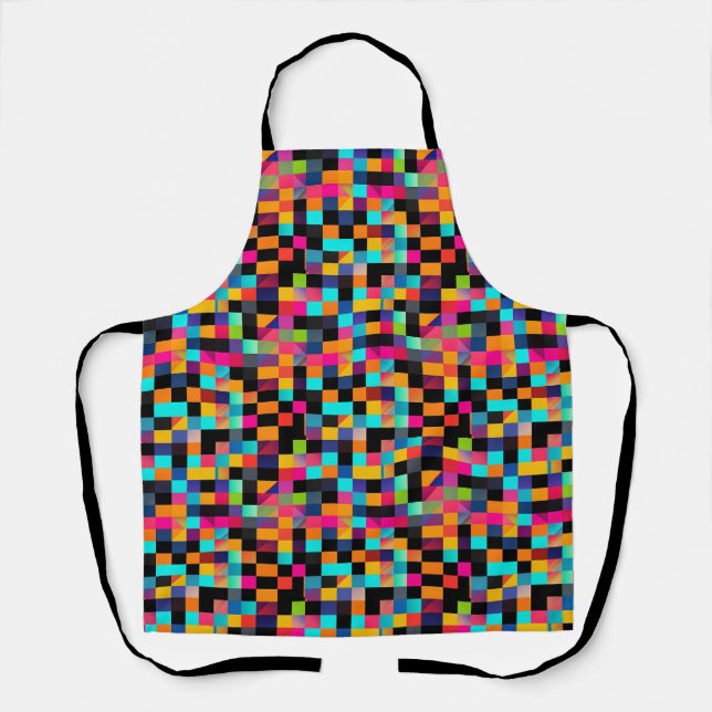 Colorful Vibrant Geometric Shapes Pattern Apron (Front)