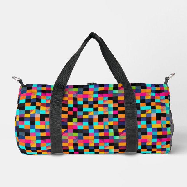 Colorful Vibrant Geometric Shapes Pattern Duffle Bag (Front)