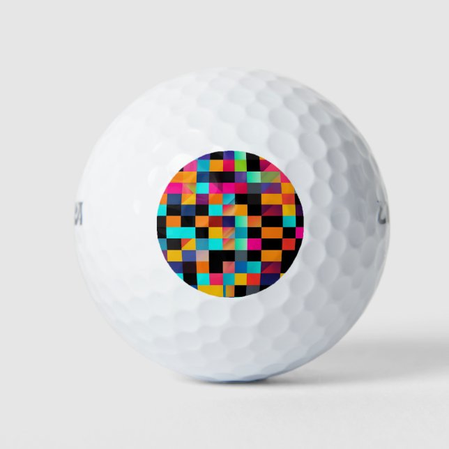 Colorful Vibrant Geometric Shapes Pattern Golf Balls (Front)