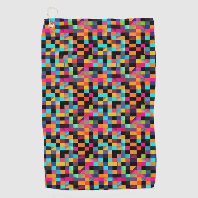 Colorful Vibrant Geometric Shapes Pattern Golf Towel (Front)