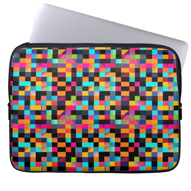 Colorful Vibrant Geometric Shapes Pattern Laptop Sleeve (Front)