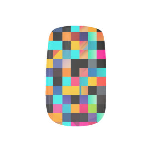 Colorful Vibrant Geometric Shapes Pattern Minx Nail Art