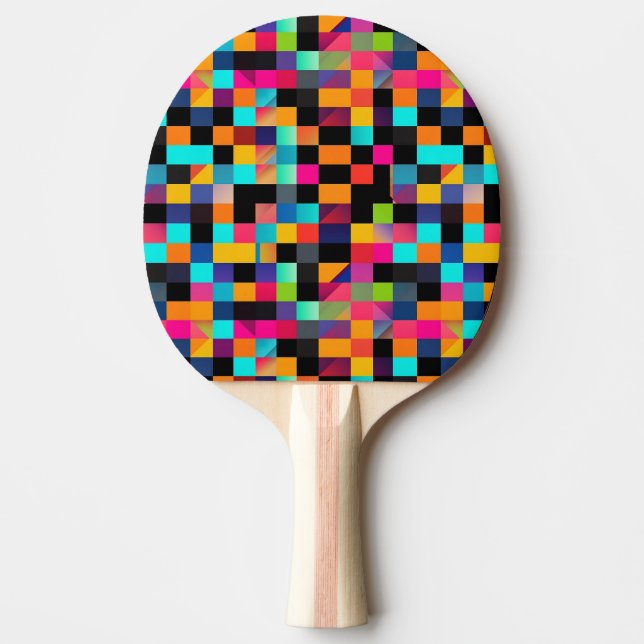 Colorful Vibrant Geometric Shapes Pattern Ping Pong Paddle (Front)