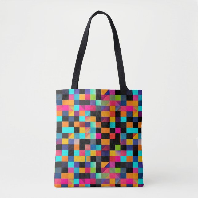Colorful Vibrant Geometric Shapes Pattern Tote Bag (Front)