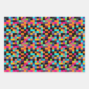 Colorful Vibrant Geometric Shapes Pattern Wrapping Paper Sheets