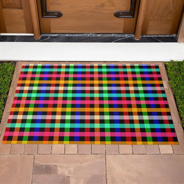 Colorful Vibrant Gingham Check Design  Doormat (Creator Uploaded)