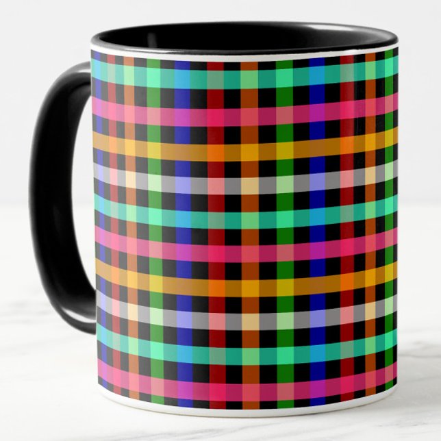 Colorful Vibrant Gingham Check Design  Mug (Creator Uploaded)