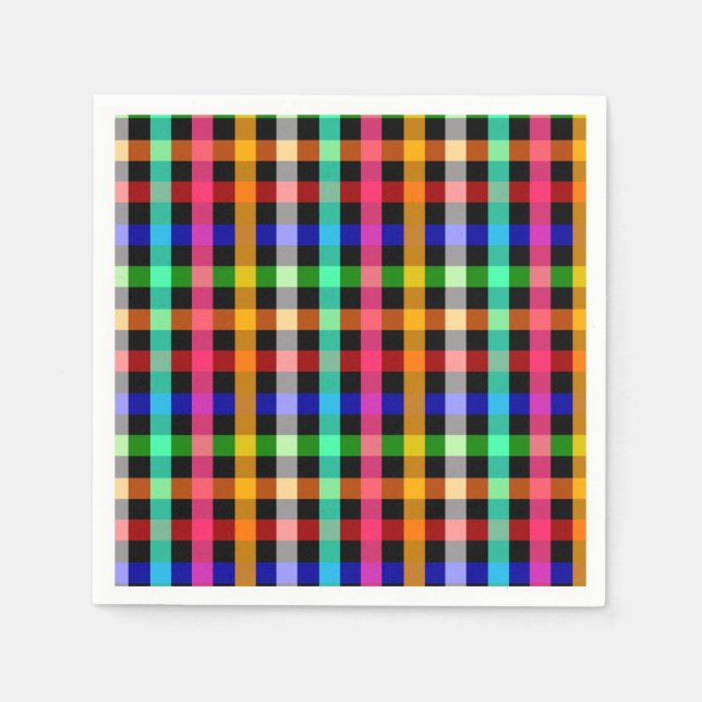Colorful Vibrant Gingham Check Design  Napkins (Front)