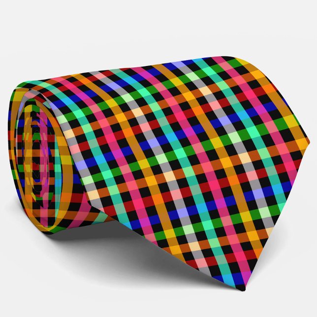 Colorful Vibrant Gingham Check Design  Neck Tie (Creator Uploaded)