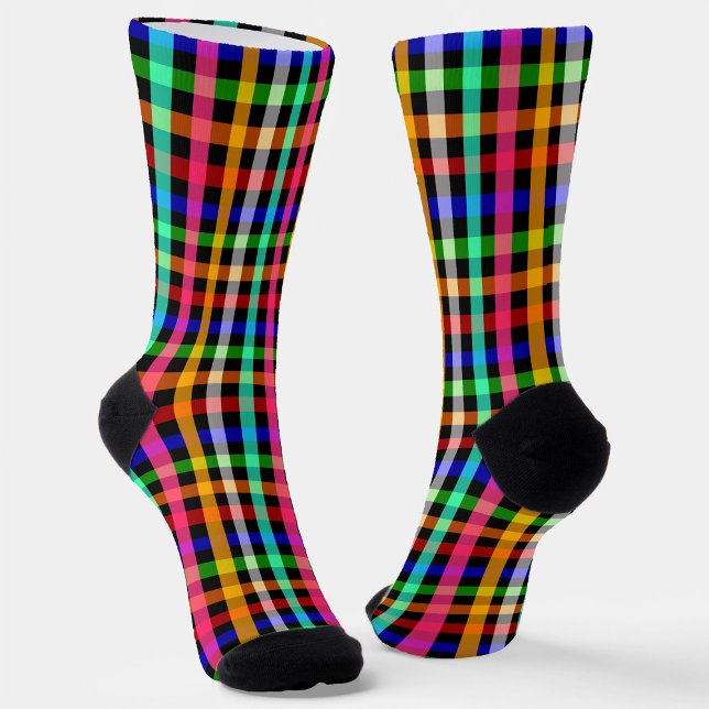 Colorful Vibrant Gingham Check Design  Socks (Creator Uploaded)