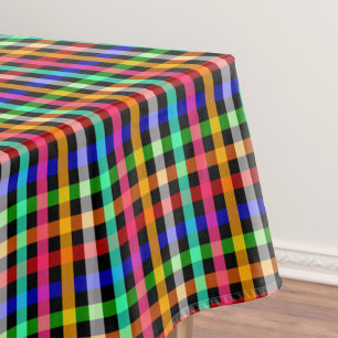Colorful Vibrant Gingham Check Design Tablecloth
