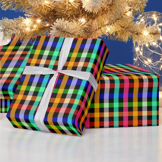 Colorful Vibrant Gingham Check Design  Wrapping Paper (Creator Uploaded)
