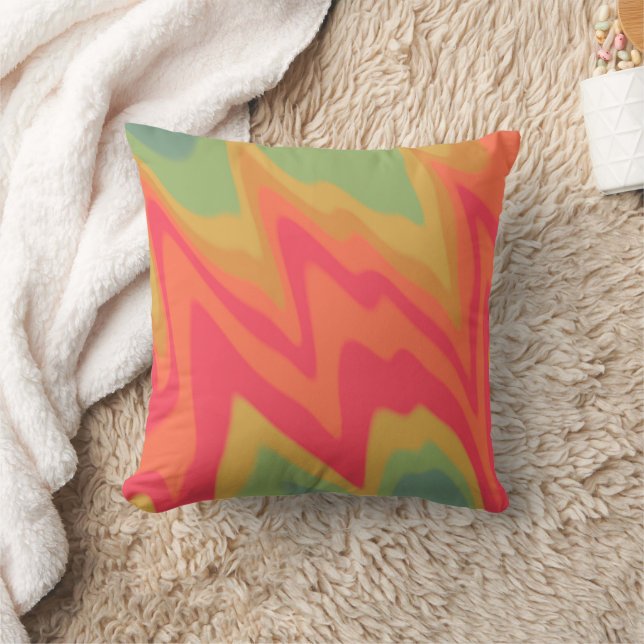 Colorful Vibrant Girly Glam Modern Rainbow Throw Pillow (Blanket)