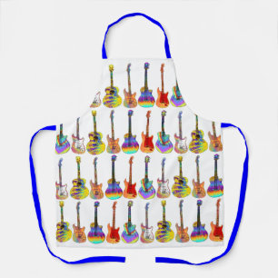 Colorful Vibrant Guitar Pattern Apron