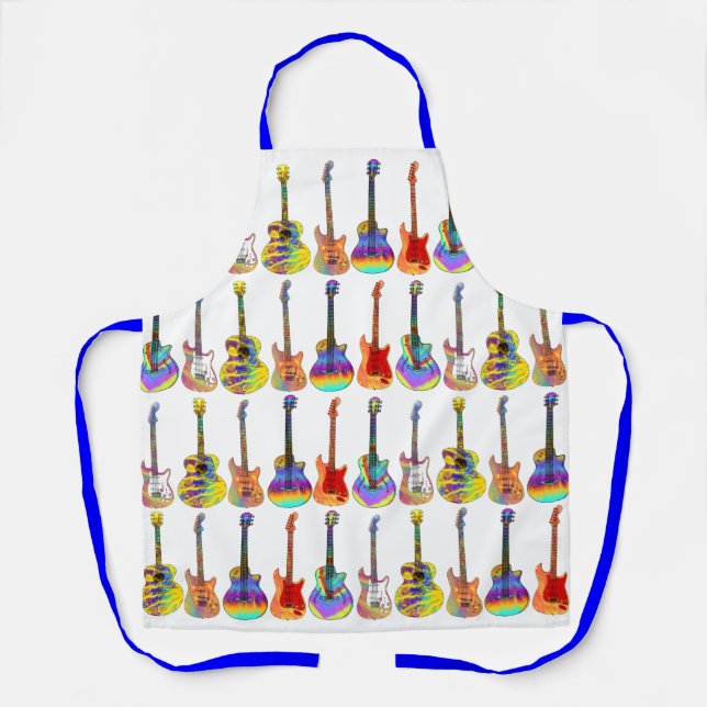 Colorful Vibrant Guitar Pattern Apron (Front)