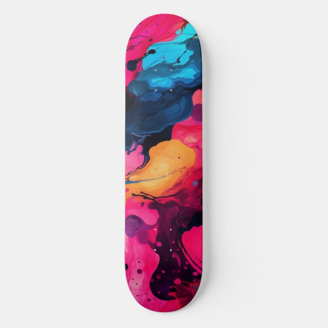 Colorful Vibrant Ink  Skateboard (Front)