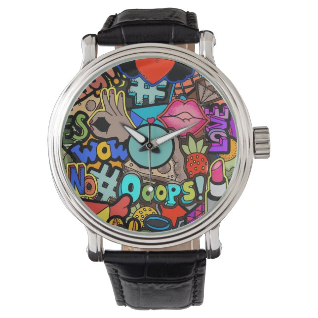 Colorful Vibrant Pop-Art  Watch (Front)