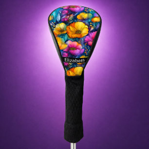 Colorful Vibrant Poppy Personalized Golf Head Cover