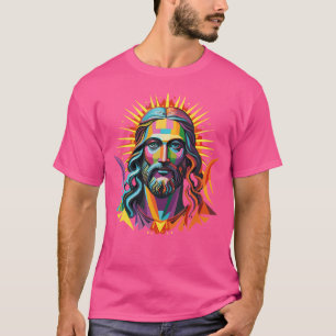 Colorful Vibrant Psychedelic Jesus Christian Hippi T-Shirt