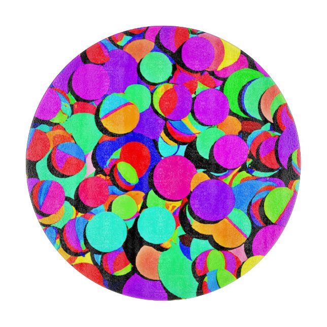 Colorful Vibrant Retro Revival Pattern Cutting Board (Front)