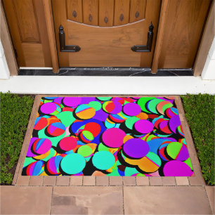 Colorful Vibrant Retro Revival Pattern Doormat