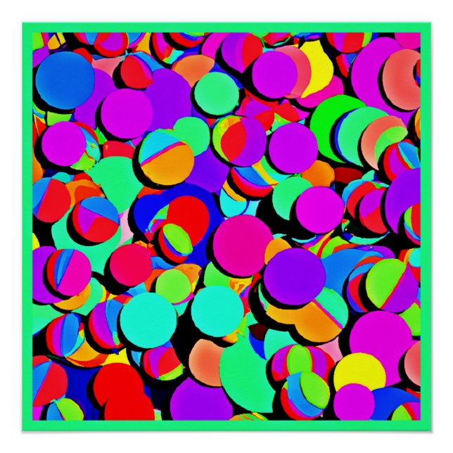 Colorful Vibrant Retro Revival Pattern Poster (Front)