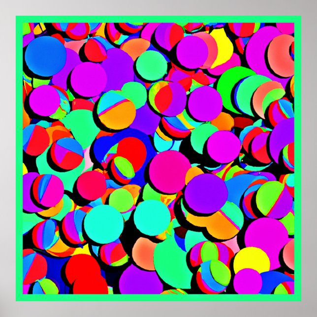 Colorful Vibrant Retro Revival Pattern Poster (Front)