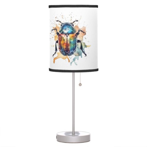 colorful vibrant scarab in water color table lamp