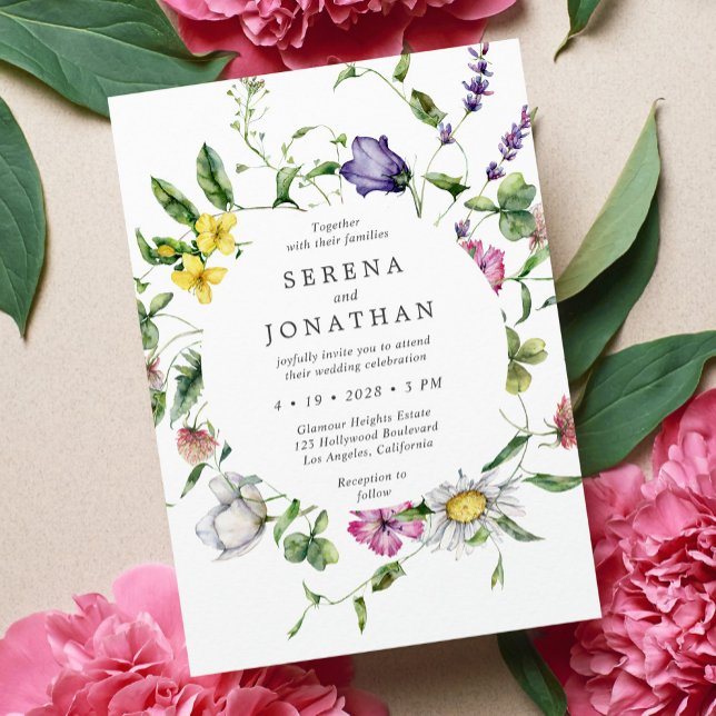 Colorful Vibrant Spring Floral Watercolor Wedding Invitation (Creator Uploaded)