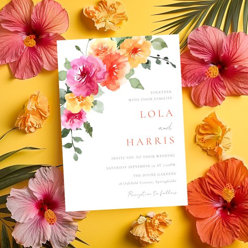 Colorful Vibrant Spring Floral Wedding Invitation