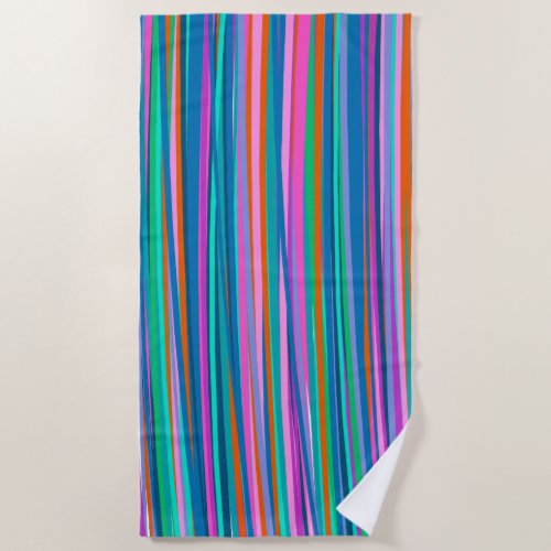 Colorful Vibrant Stripes in Bright Summer Colors Beach Towel