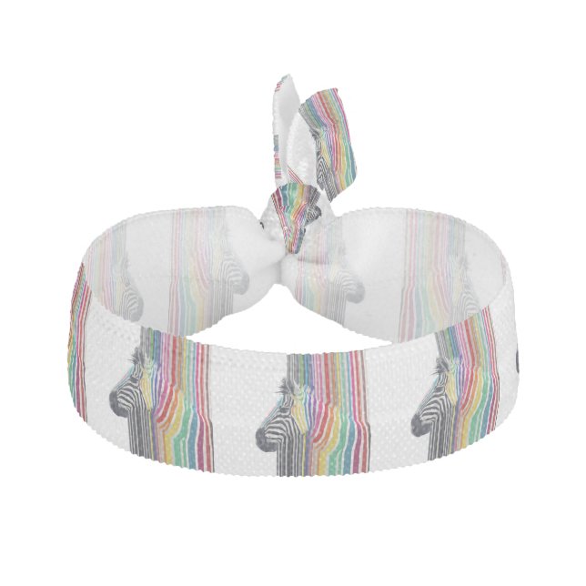 Colorful Vibrant Stripes Zebra Painting Elastic Hair Tie (Front)
