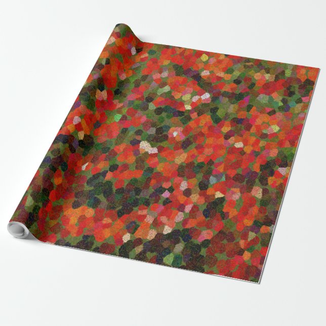 Colorful vibrant tiny red flowers Abstract Wrapping Paper (Unrolled)