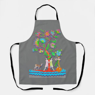 Colorful Vibrant Tree with Figures Apron