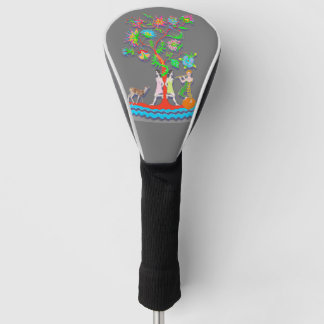 Colorful Vibrant Tree with Figures Golf Head Cover