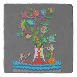 Colorful Vibrant Tree with Figures Trivet