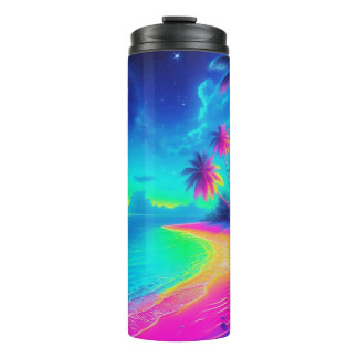 Colorful Vibrant Tropical Beach Thermal Tumbler
