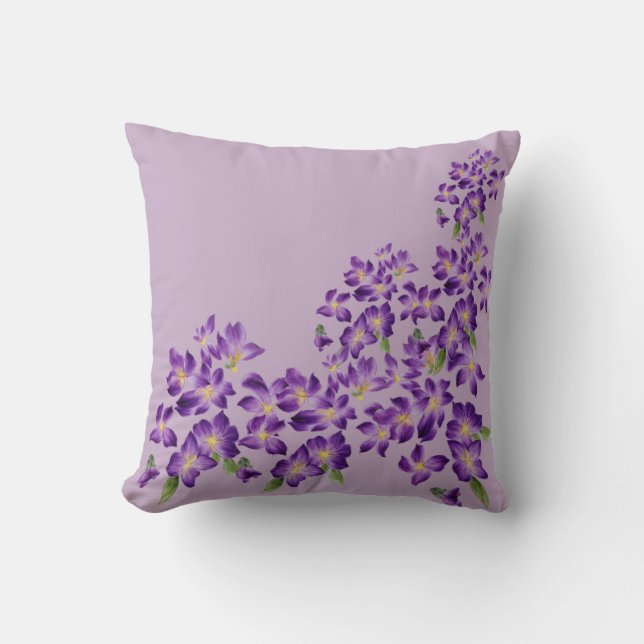 Colorful Vibrant Violet Flowers Throw Pillow (Front)
