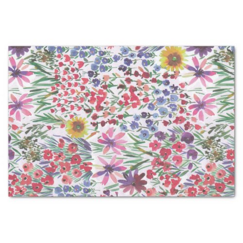 Colorful vibrant Watercolor Floral botanical Tissu Tissue Paper