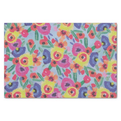 Colorful vibrant Watercolor Floral botanical Tissue Paper