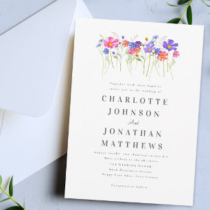 Colorful Vibrant Wildflower Boho Wedding Invitation