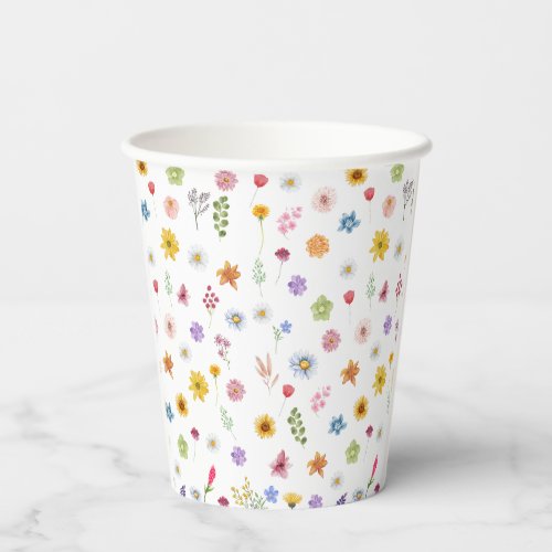 Colorful  Vibrant Wildflowers Paper Cups