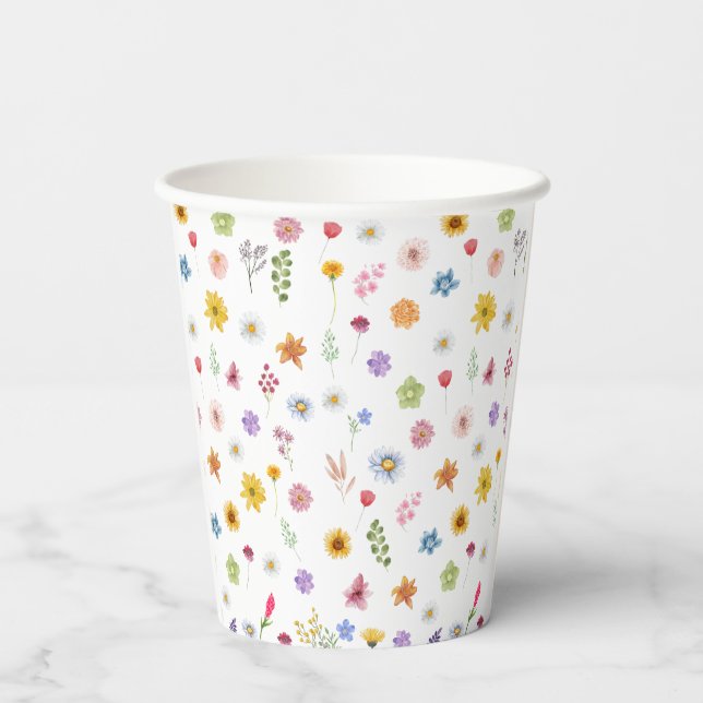 Colorful & Vibrant Wildflowers Paper Cups (Back)