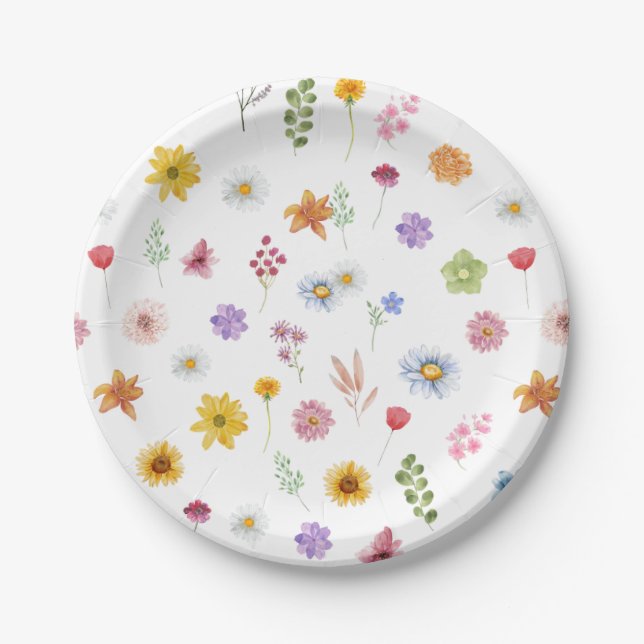 Colorful & Vibrant  Wildflowers Paper Plates (Front)