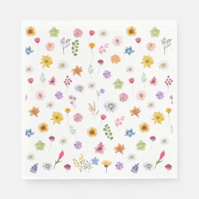 Colorful & Vibrant Wildflowers Table Napkins (Front)