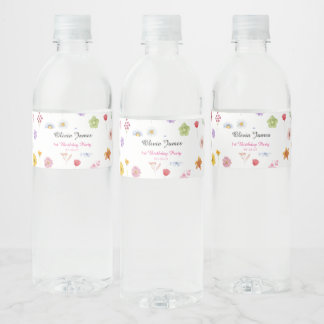 Colorful & Vibrant Wildflowers Water Bottle Label